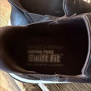 Skechers Swift Fit Memory Foam Slip-Ons in Black and Gray